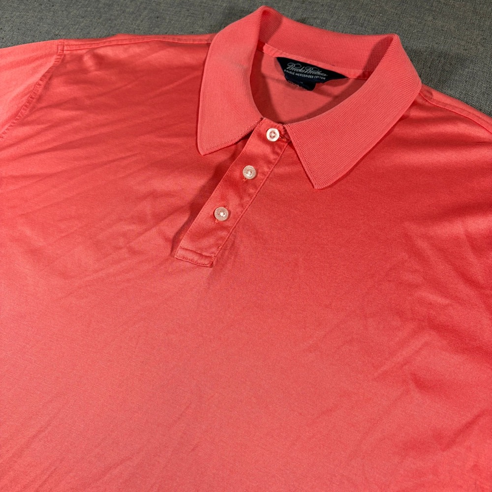 Brooks Brothers Polo Mens XL Coral Pink Double Mercerized Cotton Short Sleeve